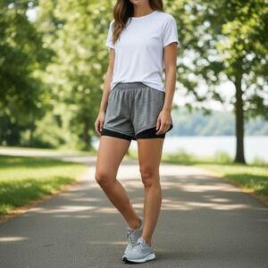 Champion C9 DuoDry+ Women's 2-in-1 Running Shorts Size L Gray NWT